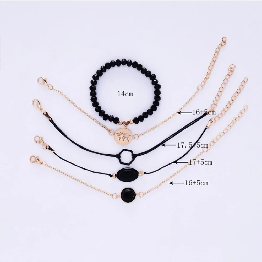*BAILEE* 5-Pc Gold x Black Fashion Bracelet Set